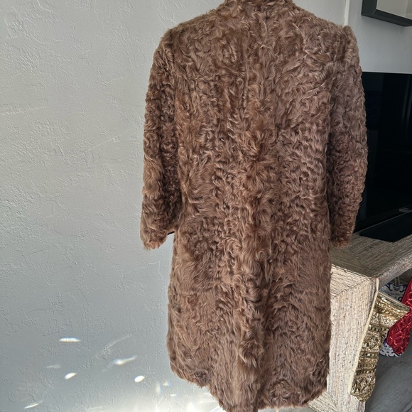 Woman vintage Astrakhan Persian  curly Lamb real fur coat size L. Like new. - Picture 2 of 6